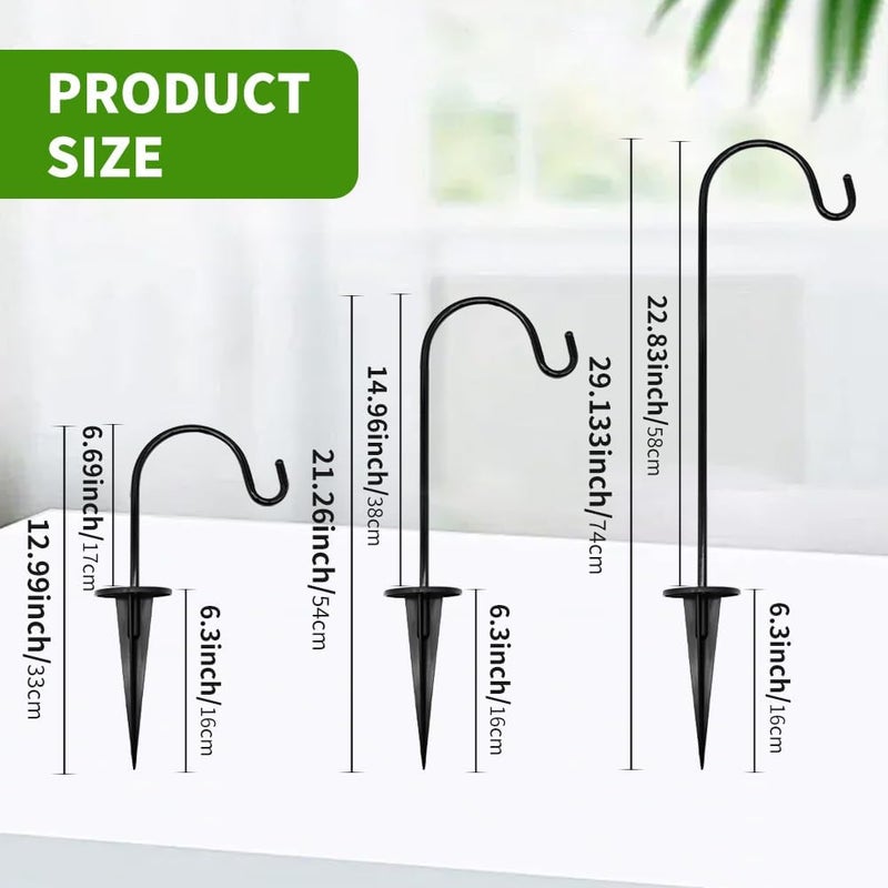 Baooery 4 Pack of Adjustable Outdoor Shepherds Hooks, Heavy Duty Iron Garden Stakes Outdoor Garden Hook for Solar Lights, Lanterns, Plants & Weddings- Base Included - Image 2